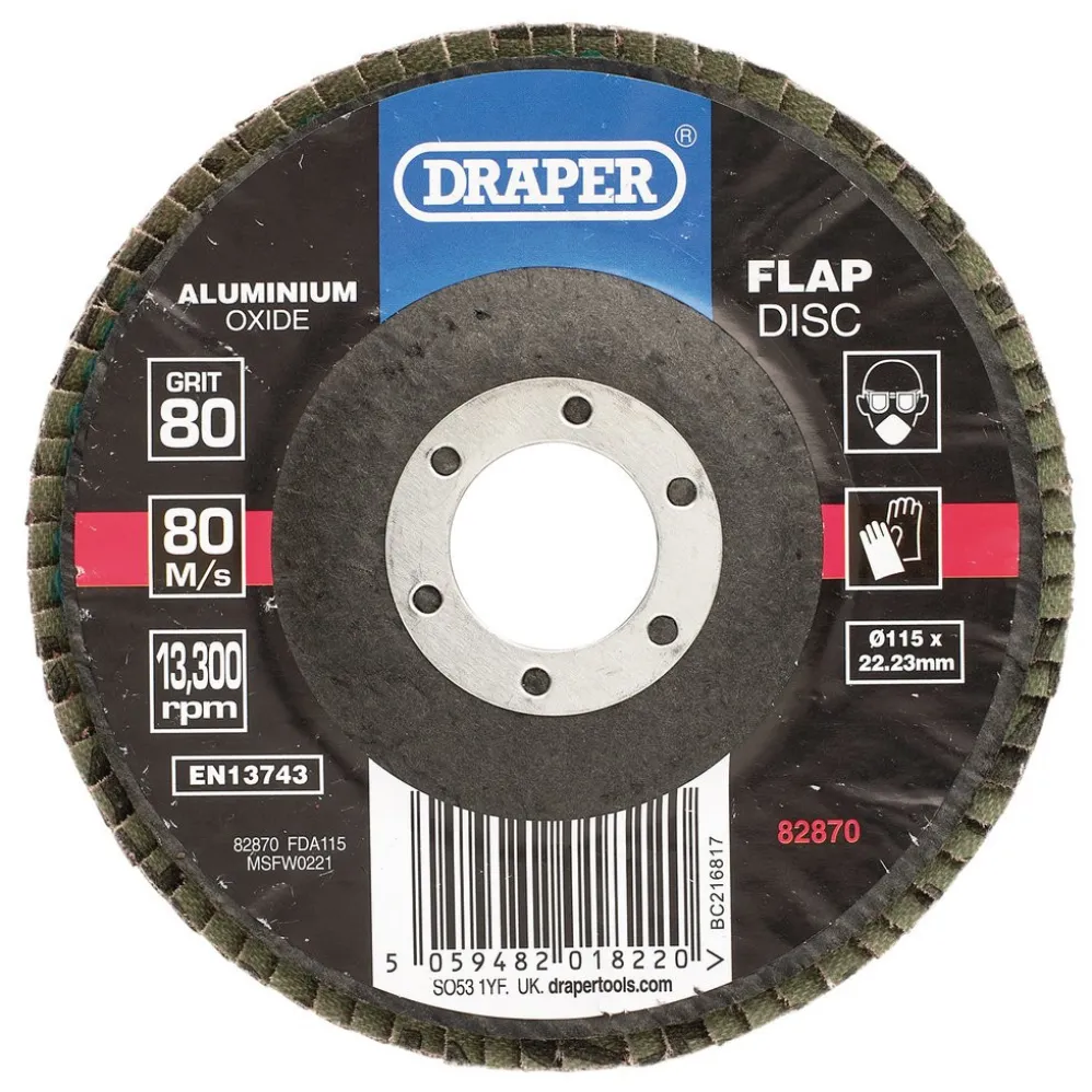Aluminium Oxide Flap Disc, 115 x 22.23mm, 80 Grit