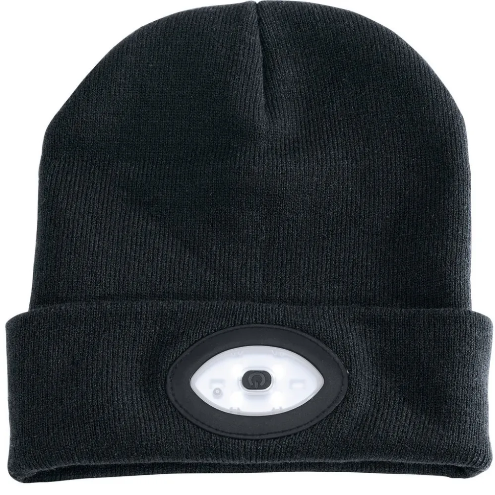 Beanie Hat with Rechargeable Torch, One Size, 1W, 100 Lumens, Black