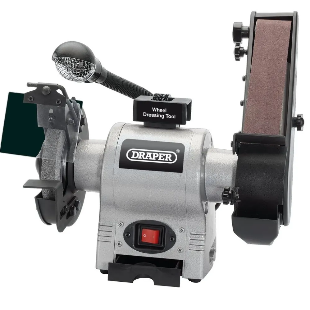 Bench Grinder with Sanding Belt and Work light, 150mm, 370W