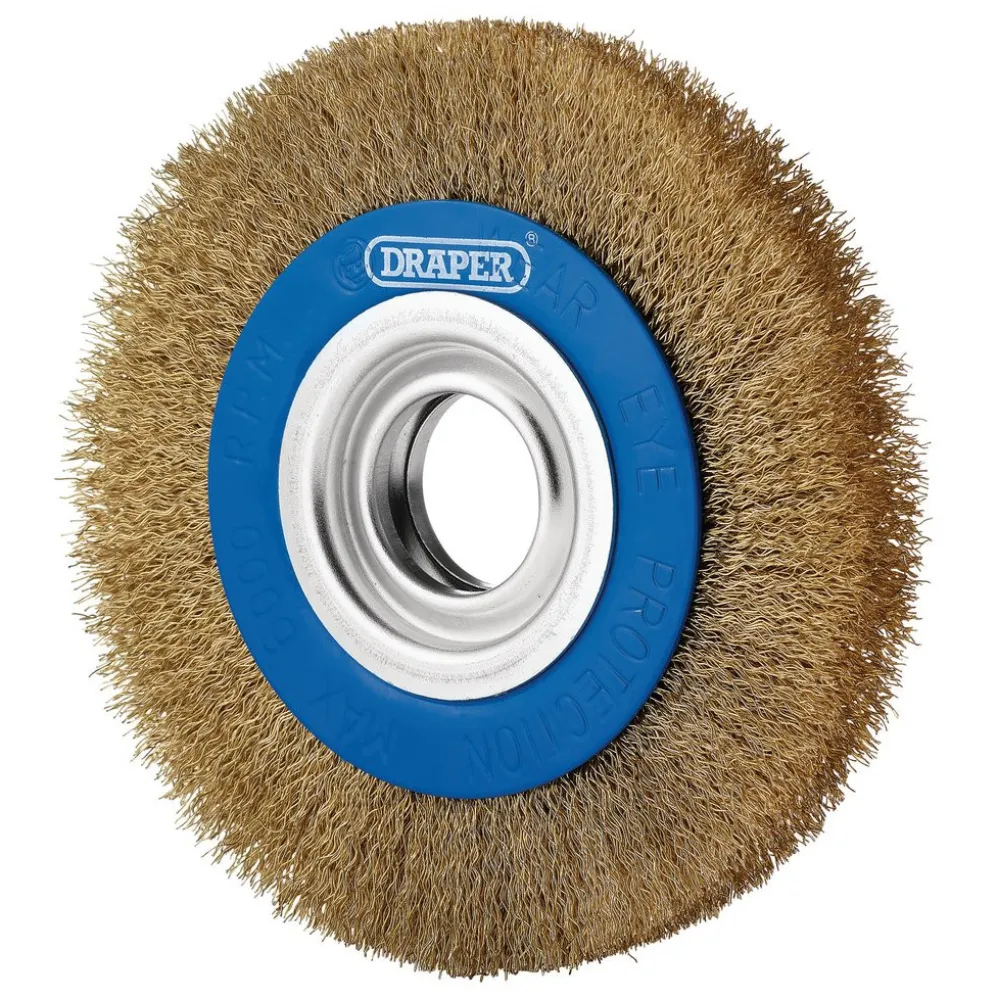 Brassed Steel Bench Grinder Wire Wheel Brush, 150 x 31.75mm