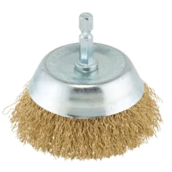Brassed Steel Crimped Wire Cup Brush, 75mm