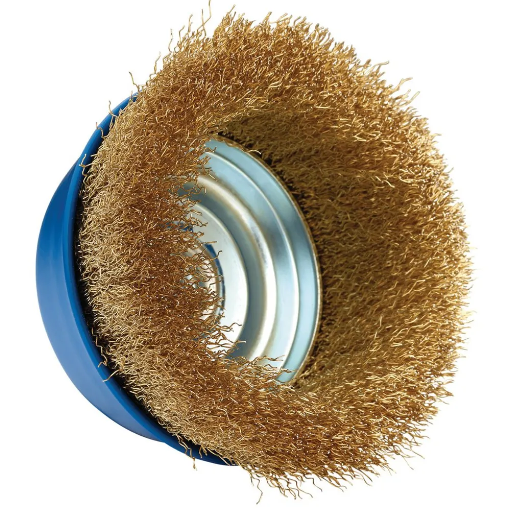 Brassed Steel Crimped Wire Cup Brush, 125mm, M14