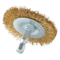Brassed Steel Crimped Wire Wheel Brush, 50mm