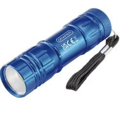 COB LED Aluminium Hand Torch, 3W, 85 Lumens, 3 x AAA Batteries Supplied