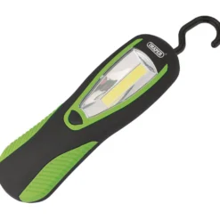 COB LED Work Light with Magnetic Back and Hanging Hook, 3W, 200 Lumens, Green, 3 x AA Batteries Supplied