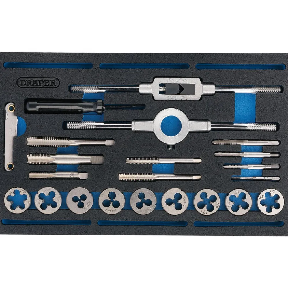 Combination Tap and Die Set - Metric and BSP in EVA Foam Insert Tray (22 Piece)