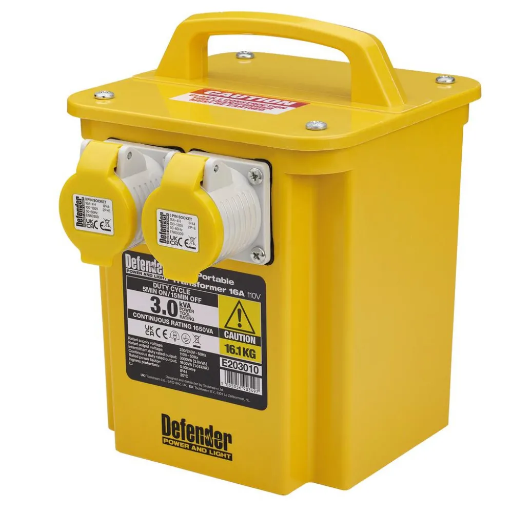 Defender E203010 3kVA Portable Transformer, 16A