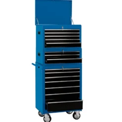 Draper Expert Combination Roller Cabinet and Tool Chest, 15 Drawer, 26", Blue