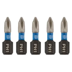 Draper Expert Cross Slot/PH Type Impact Screwdriver Bits, No.1 x 25mm, 1/4" Hex (Pack of 5)
