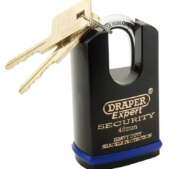 Draper Expert Heavy Duty Padlock and 2 Keys with Shrouded Shackle, 46mm