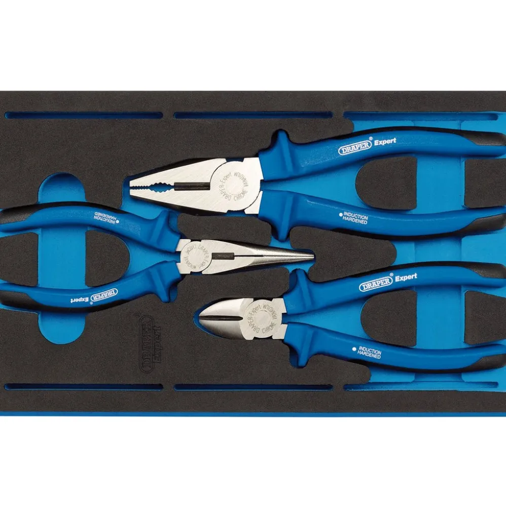 Draper Expert Heavy Duty Plier Set in 1/4 Drawer EVA Insert Tray (3 Piece)