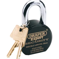 Draper Expert Heavy Duty Stainless Steel Padlock and 2 Keys, 63 x 25mm