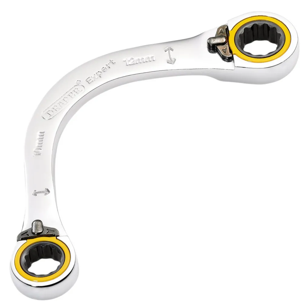 Draper Expert HI-TORQ® Double Ring Ratchet Half Moon Spanner, 10 x 12mm