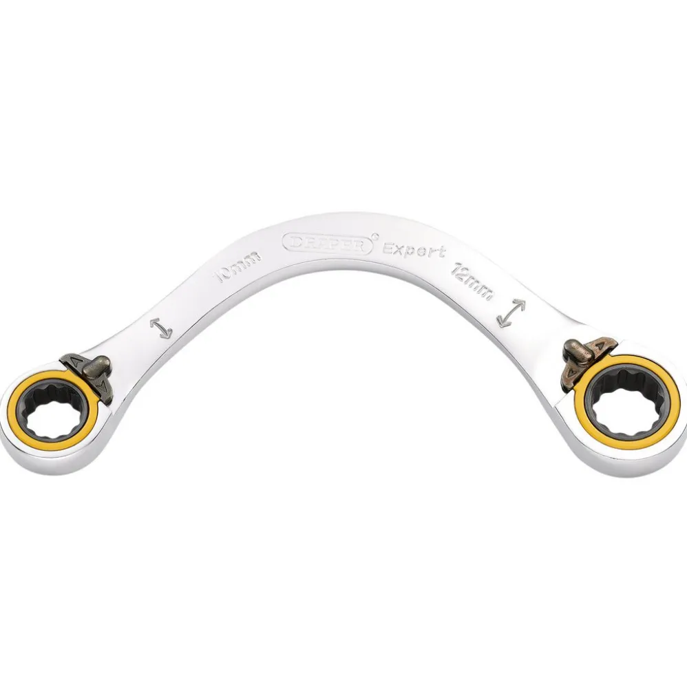 Draper Expert HI-TORQ® Double Ring Ratchet Half Moon Spanner, 10 x 12mm