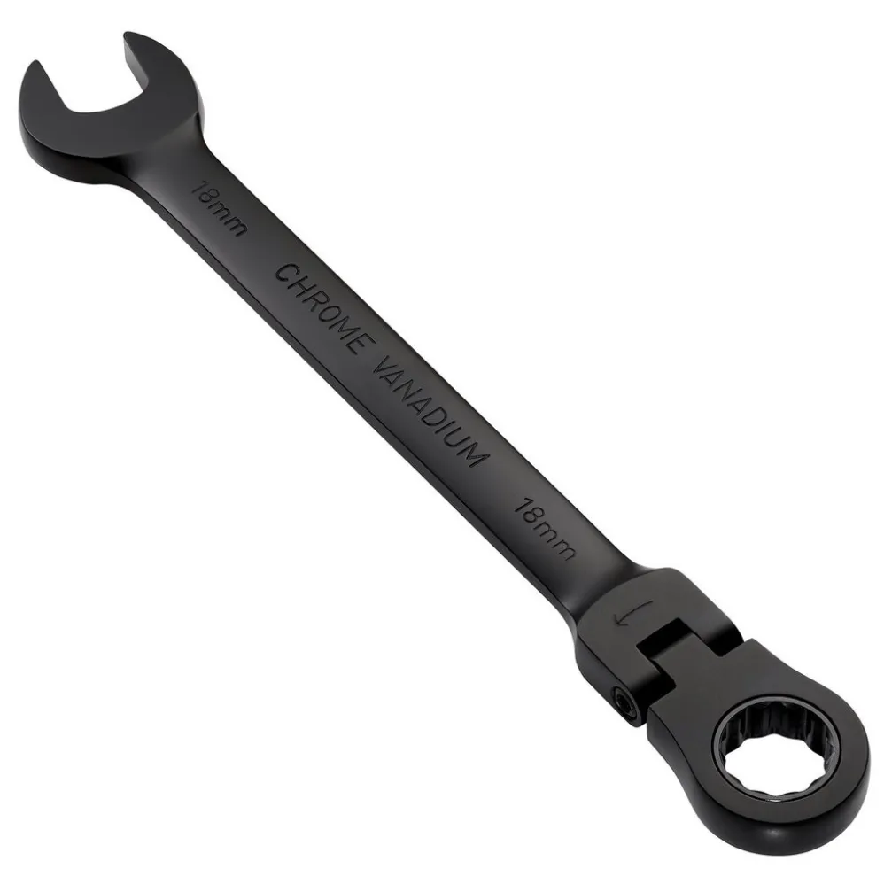 Draper Expert HI-TORQ® Metric Flexible Head Ratchet Combination Spanner, 18mm, Black