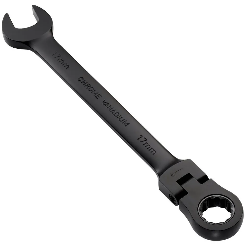 Draper Expert HI-TORQ® Metric Flexible Head Ratchet Combination Spanner, 17mm, Black