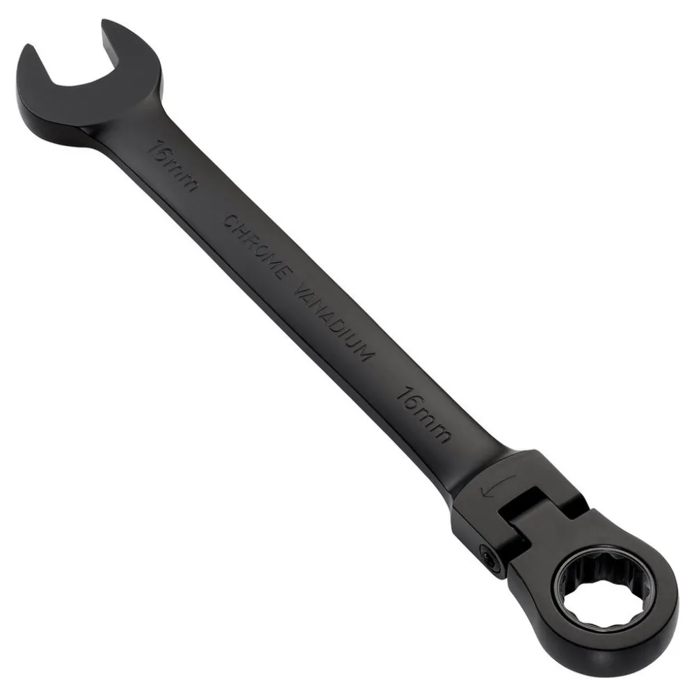 Draper Expert HI-TORQ® Metric Flexible Head Ratchet Combination Spanner, 16mm, Black