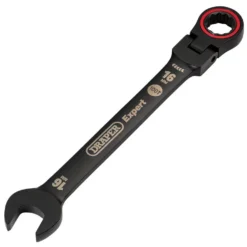 Draper Expert HI-TORQ® Metric Flexible Head Ratchet Combination Spanner, 16mm, Black