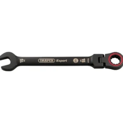 Draper Expert HI-TORQ® Metric Flexible Head Ratchet Combination Spanner, 15mm, Black