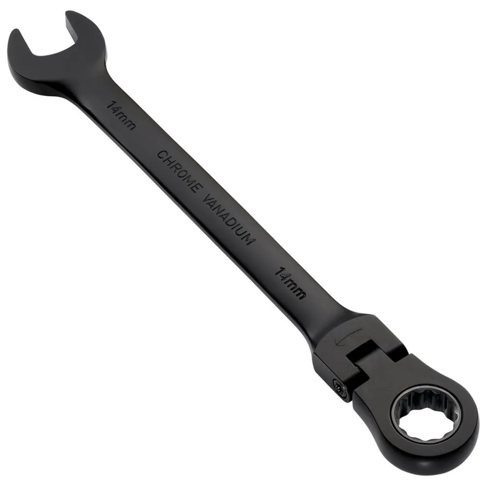 Draper Expert HI-TORQ® Metric Flexible Head Ratchet Combination Spanner, 14mm, Black