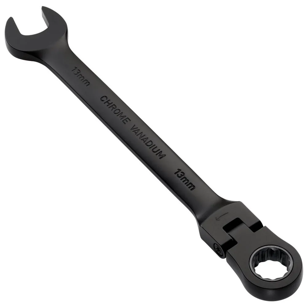 Draper Expert HI-TORQ® Metric Flexible Head Ratchet Combination Spanner, 13mm, Black