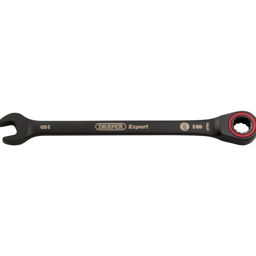 Draper Expert HI-TORQ® Metric Ratchet Combination Spanner, 8mm, Black