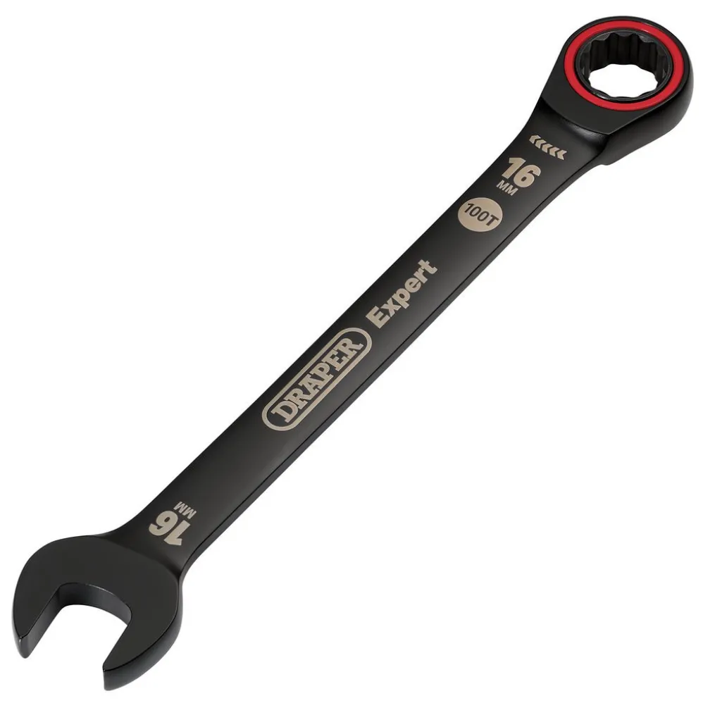 Draper Expert HI-TORQ® Metric Ratchet Combination Spanner, 16mm, Black