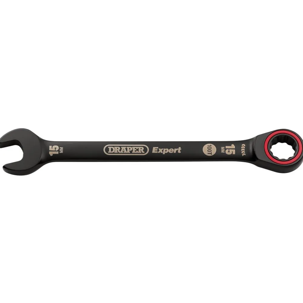 Draper Expert HI-TORQ® Metric Ratchet Combination Spanner, 15mm, Black