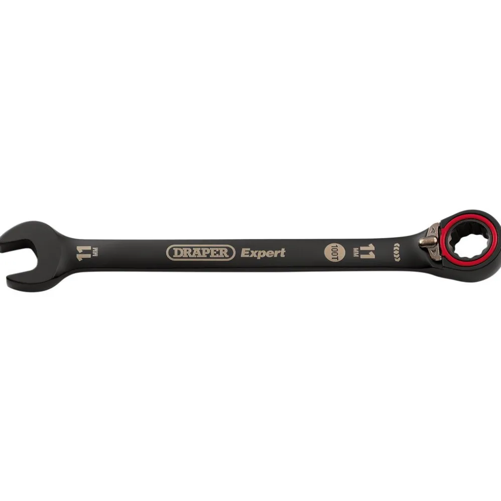 Draper Expert HI-TORQ® Metric Reversible Ratchet Combination Spanner, 11mm, Black