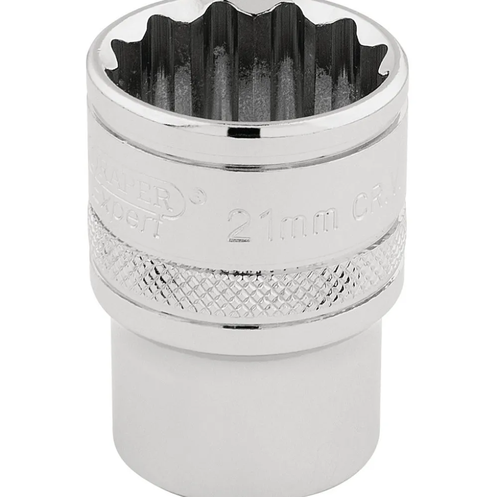 Draper Expert HI-TORQ® 12 Point Socket, 1/2" Sq. Dr., 21mm