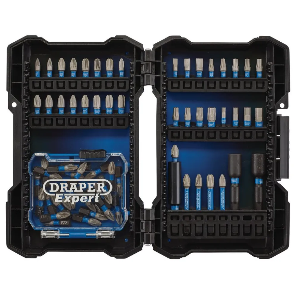 Draper Expert Impact Screwdriver Bit Set, 1/4" Hex (65 Piece)