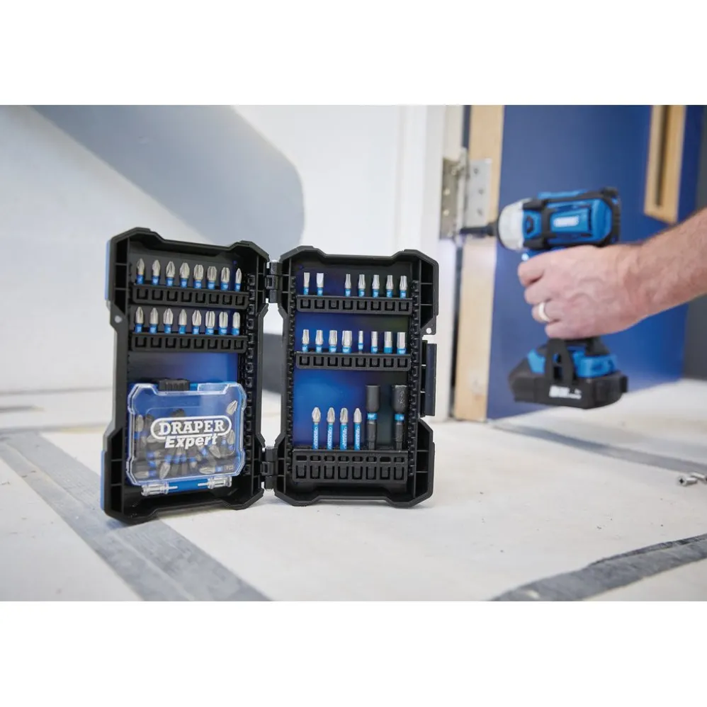 Draper Expert Impact Screwdriver Bit Set, 1/4" Hex (65 Piece)