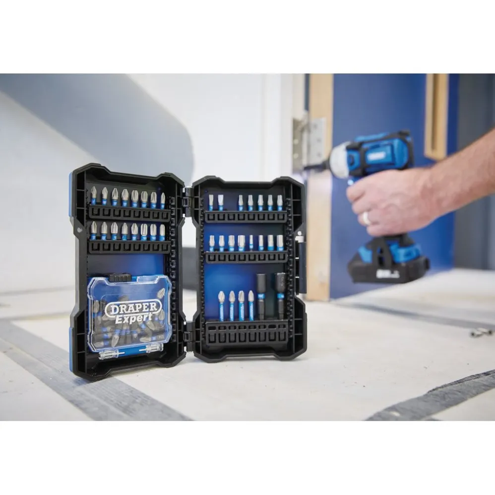 Draper Expert Impact Screwdriver Bit Set, 1/4" Hex (65 Piece)