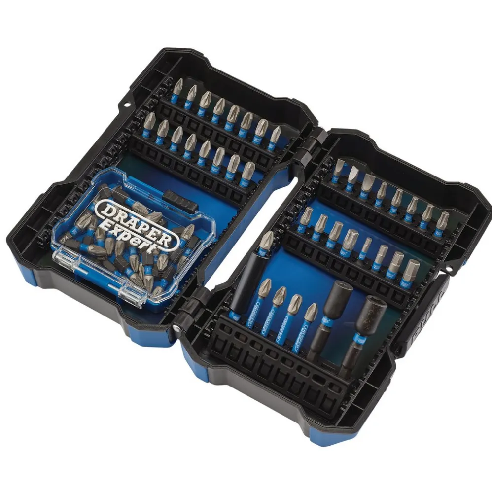 Draper Expert Impact Screwdriver Bit Set, 1/4" Hex (65 Piece)