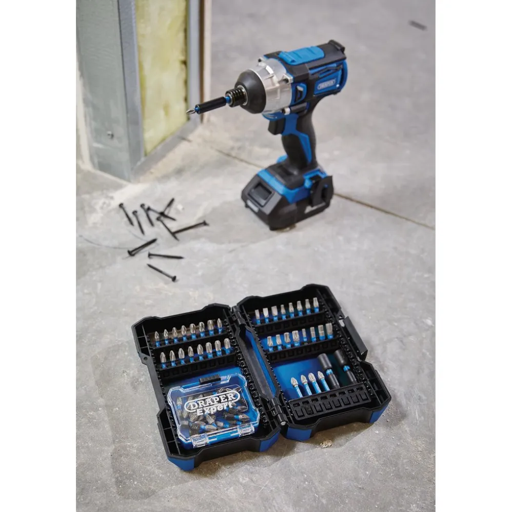 Draper Expert Impact Screwdriver Bit Set, 1/4" Hex (65 Piece)