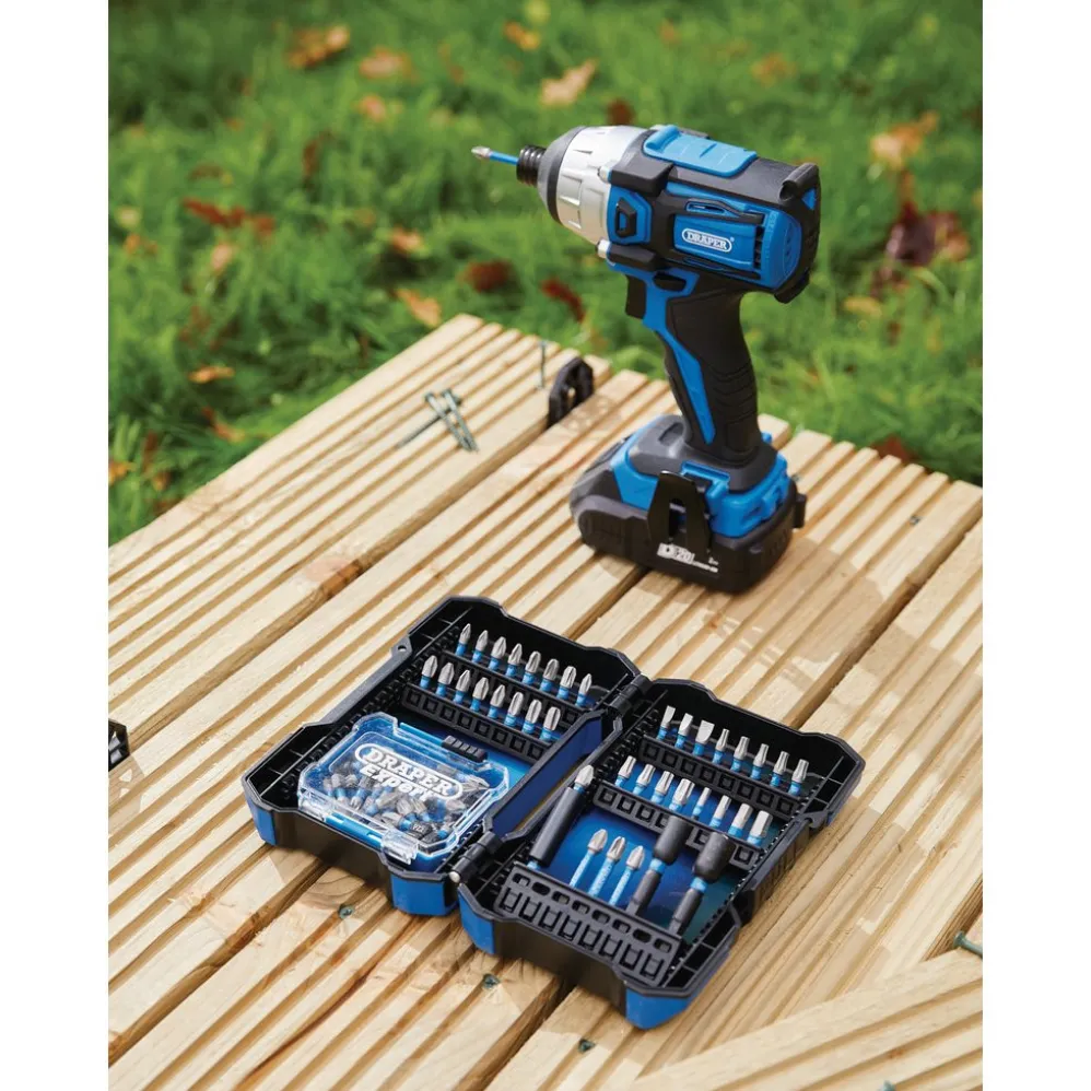 Draper Expert Impact Screwdriver Bit Set, 1/4" Hex (65 Piece)
