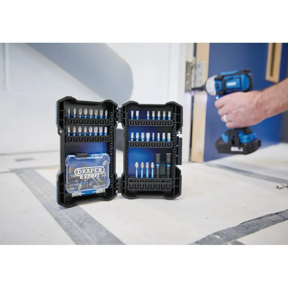 Draper Expert Impact Screwdriver Bit Set, 1/4" Hex (65 Piece)
