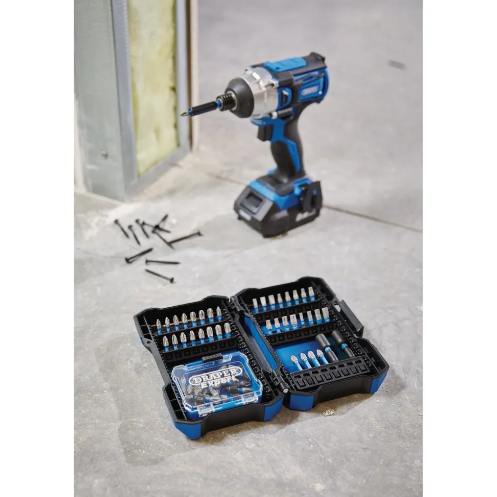 Draper Expert Impact Screwdriver Bit Set, 1/4" Hex (65 Piece)