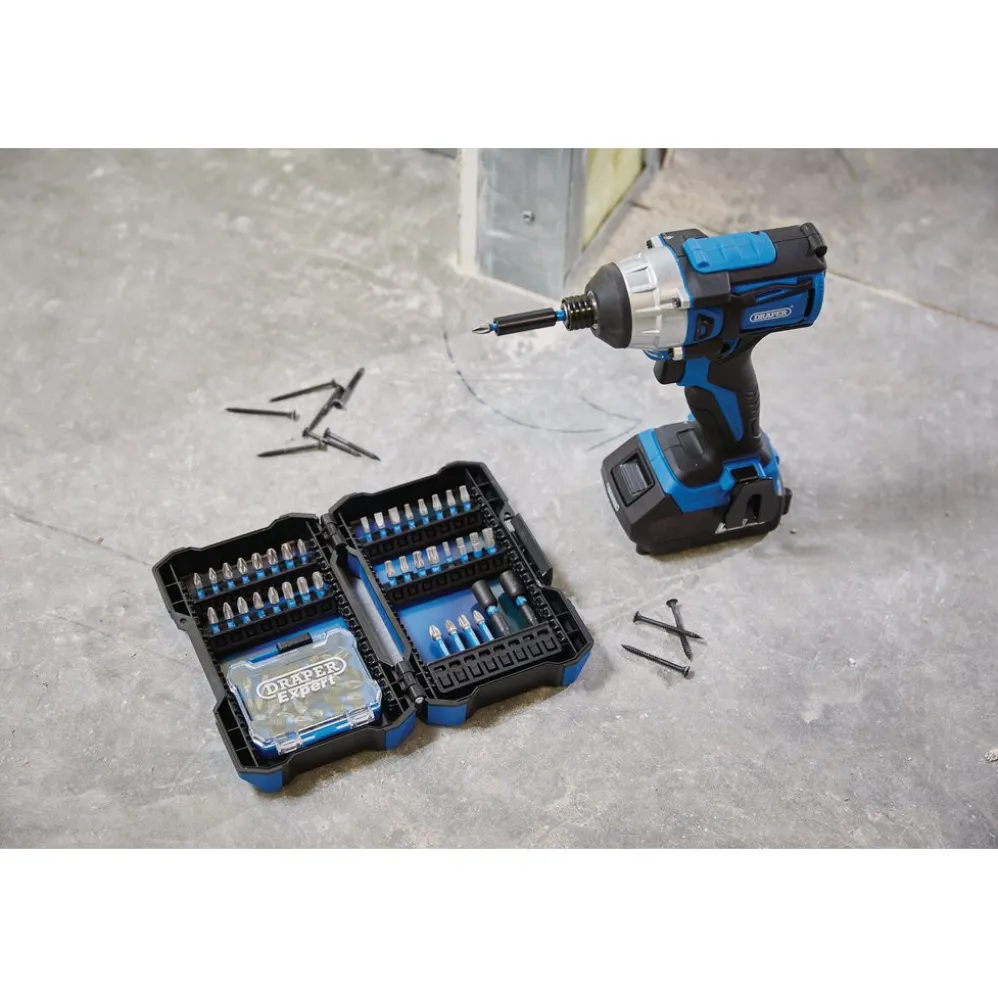 Draper Expert Impact Screwdriver Bit Set, 1/4" Hex (65 Piece)