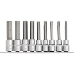Draper Expert Long Metric Hex. Socket Bit Set, 1/2" Sq. Dr., 100mm (9 Piece)