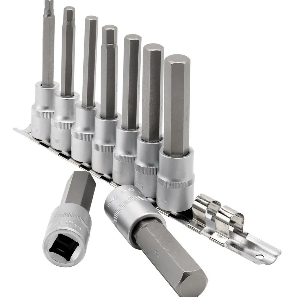Draper Expert Long Metric Hex. Socket Bit Set, 1/2" Sq. Dr., 100mm (9 Piece)