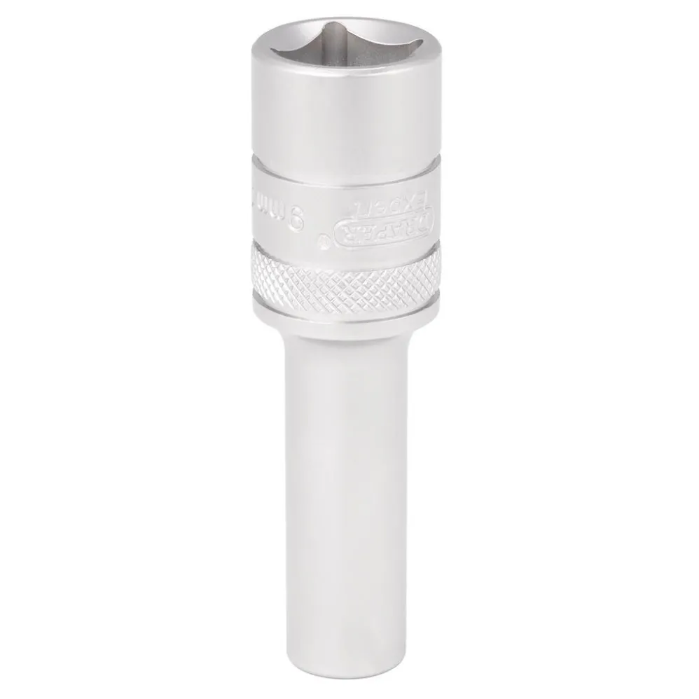 Draper Expert Metric Deep Socket, 1/2" Sq. Dr., Micro Satin Chrome, 9mm