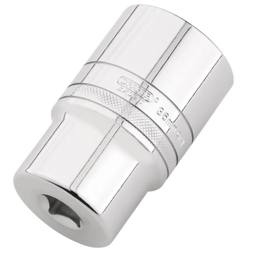 Draper Expert Metric Deep Socket, 1/2" Sq. Dr., Polished Chrome, 36mm