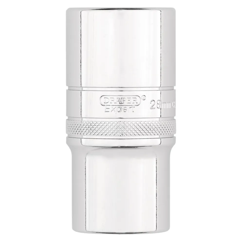 Draper Expert Metric Deep Socket, 1/2" Sq. Dr., Polished Chrome, 28mm