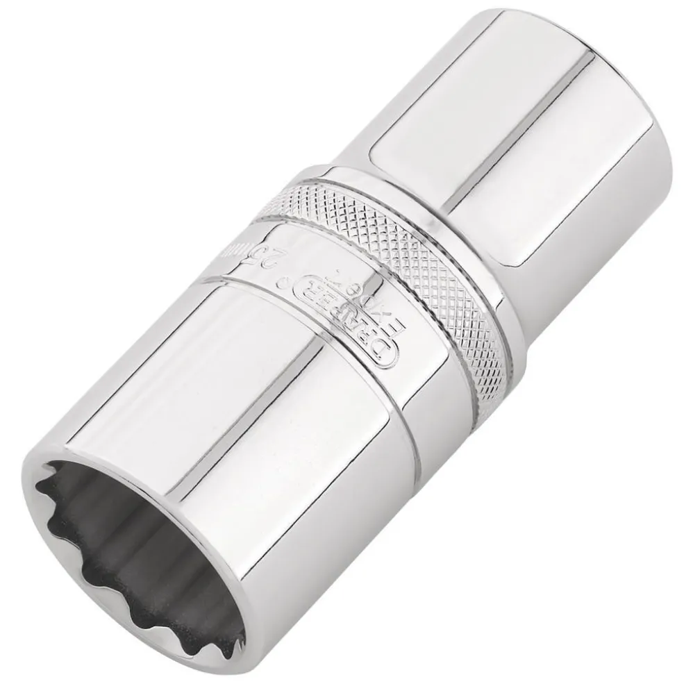 Draper Expert Metric Deep Socket, 1/2" Sq. Dr.,Polished Chrome, 25mm