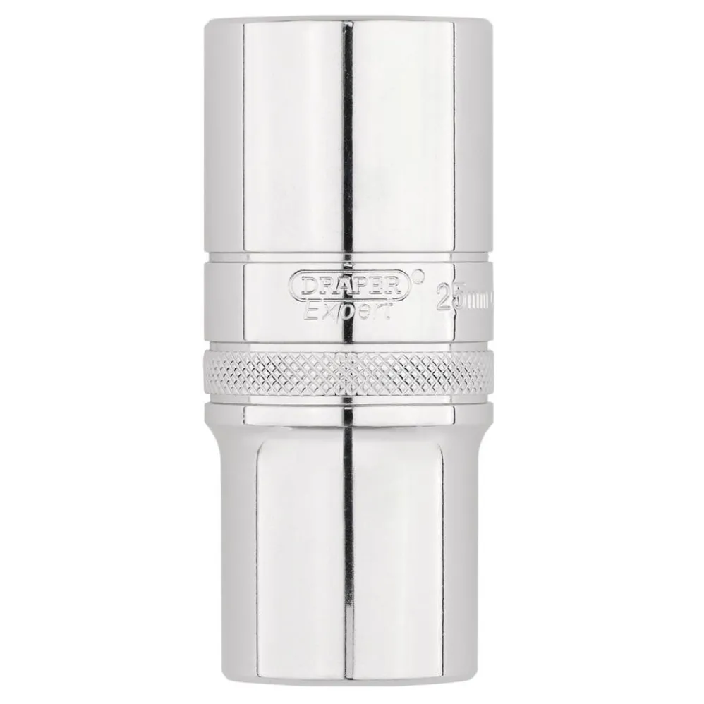 Draper Expert Metric Deep Socket, 1/2" Sq. Dr.,Polished Chrome, 25mm