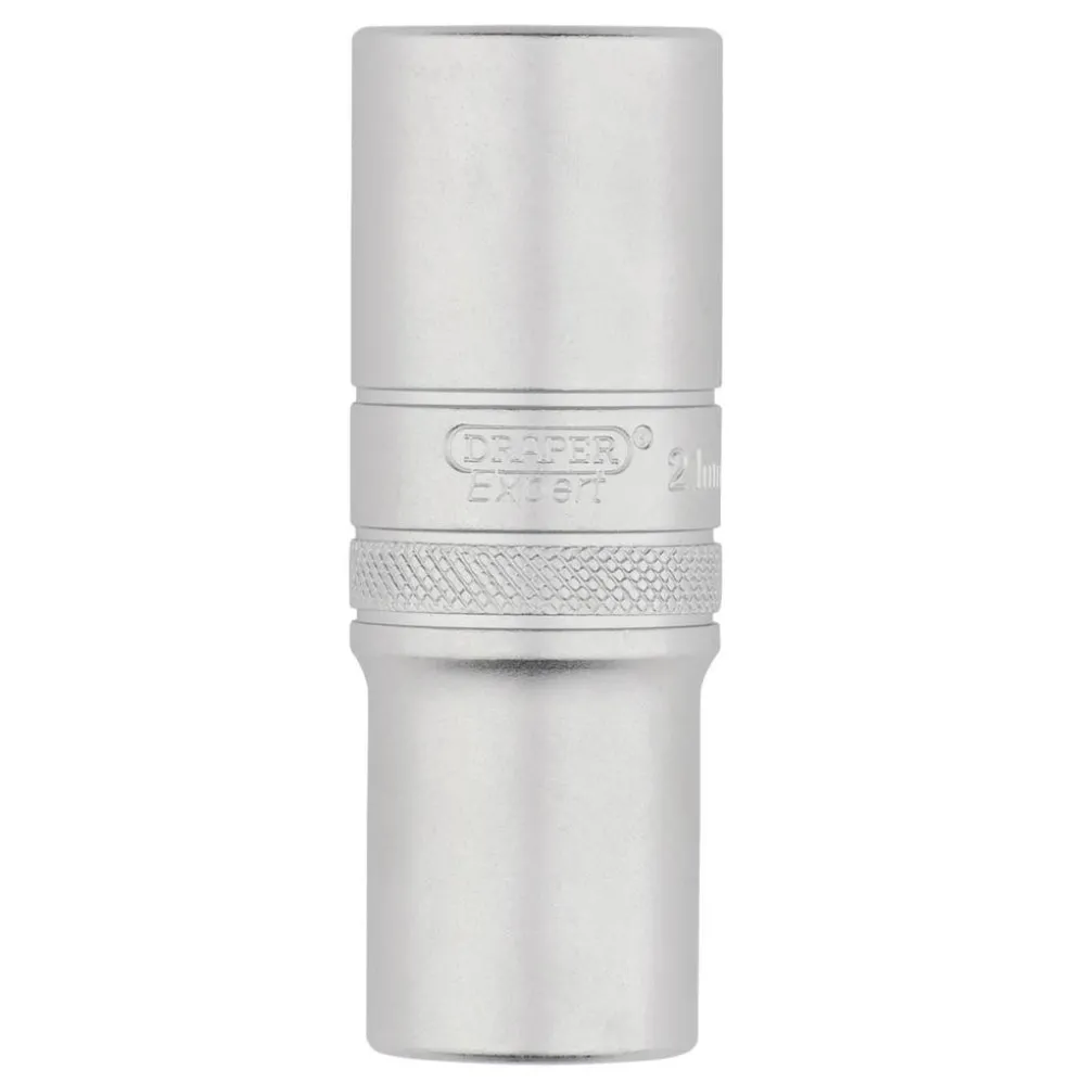Draper Expert Metric Deep Socket, 1/2" Sq. Dr., Micro Satin Chrome, 21mm