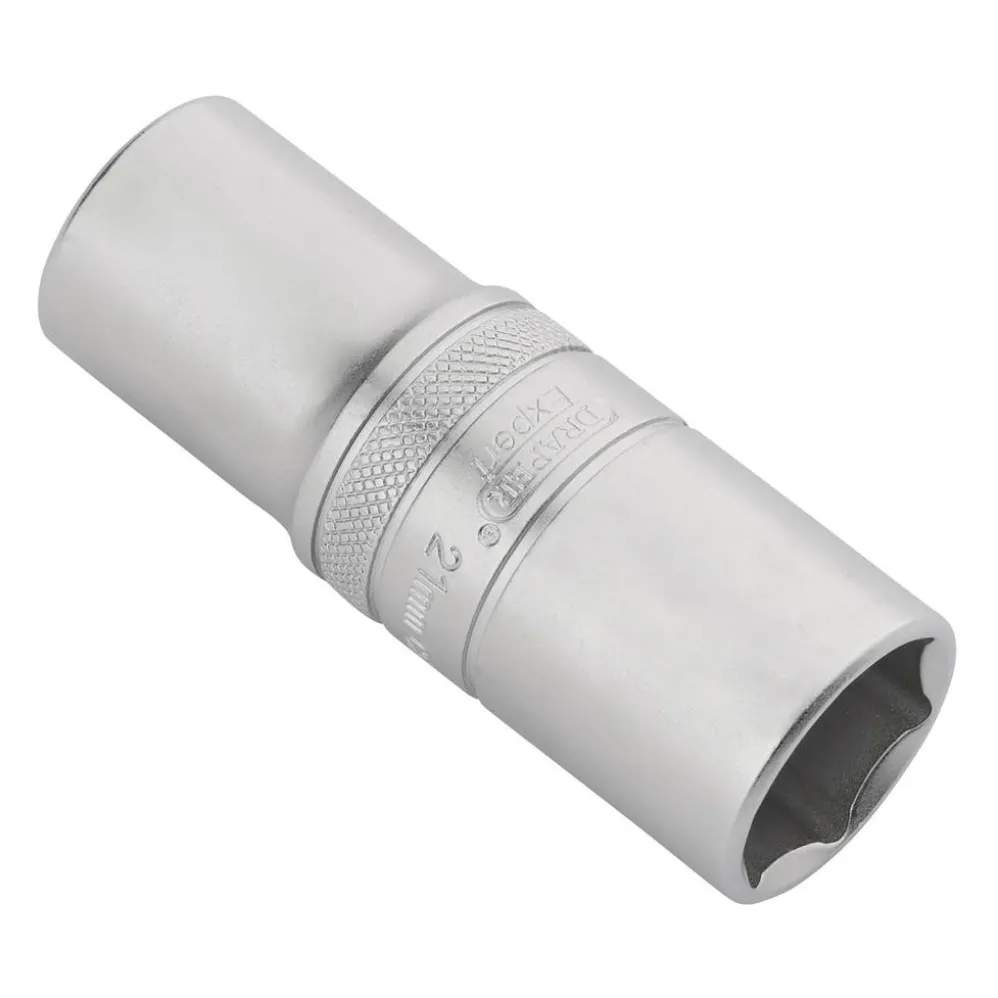 Draper Expert Metric Deep Socket, 1/2" Sq. Dr., Micro Satin Chrome, 21mm
