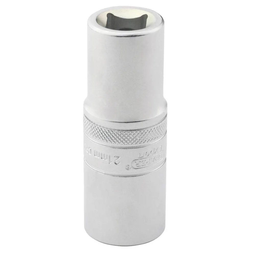 Draper Expert Metric Deep Socket, 1/2" Sq. Dr., Micro Satin Chrome, 21mm