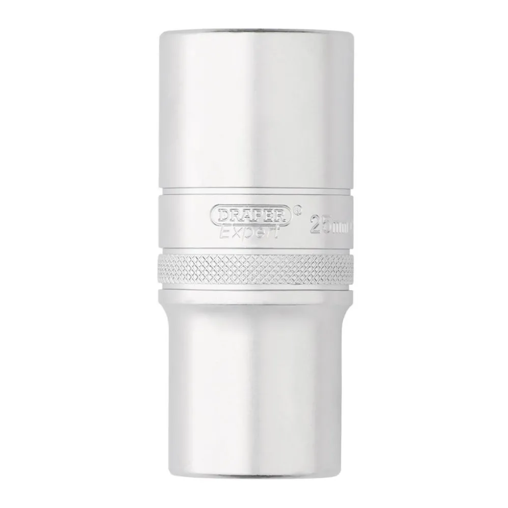 Draper Expert Metric Deep Socket, 1/2" Sq. Dr., Micro Satin Chrome, 25mm